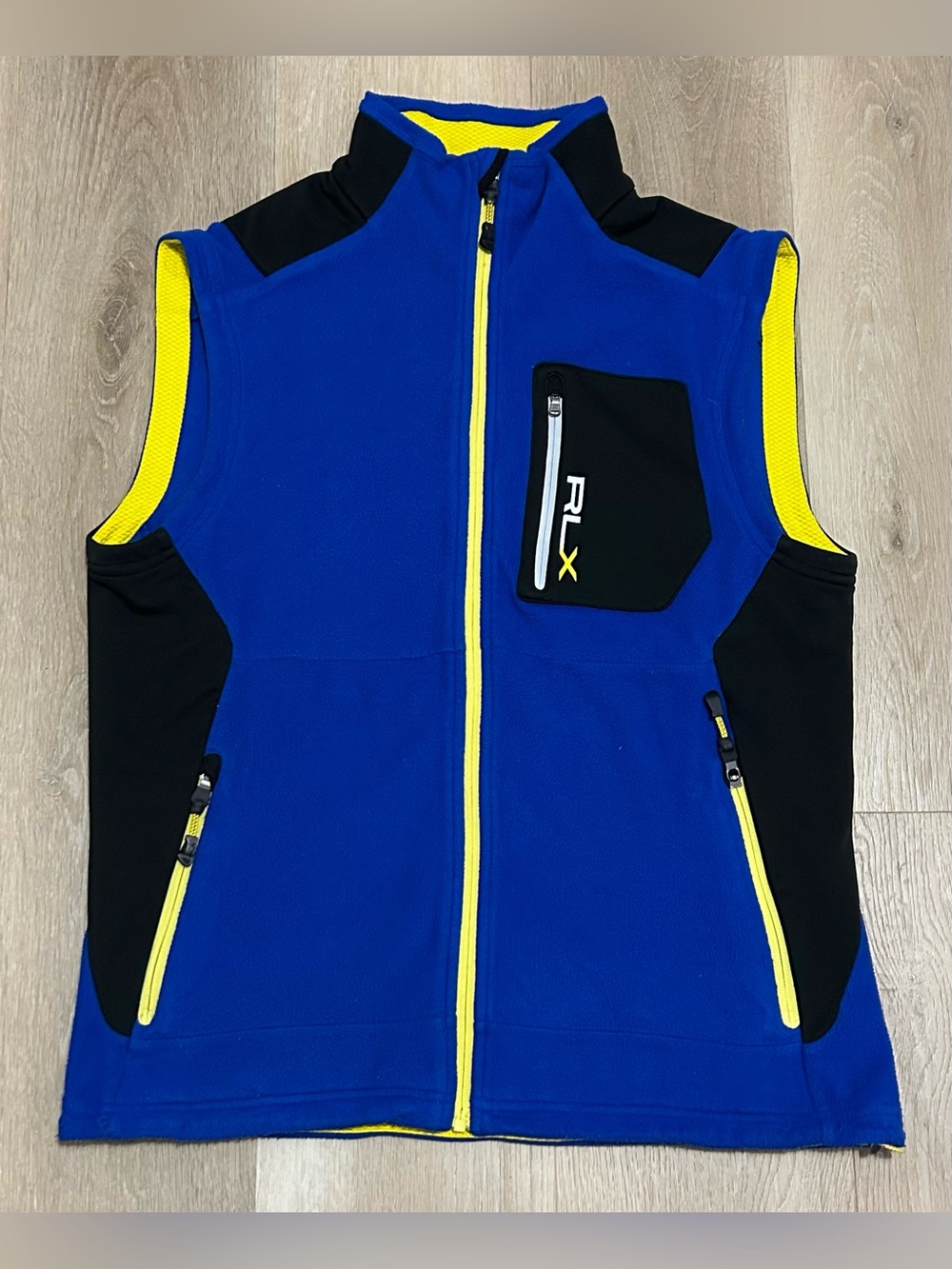 RLX Ralph Lauren Blue and Yellow Tech Fleece Vest